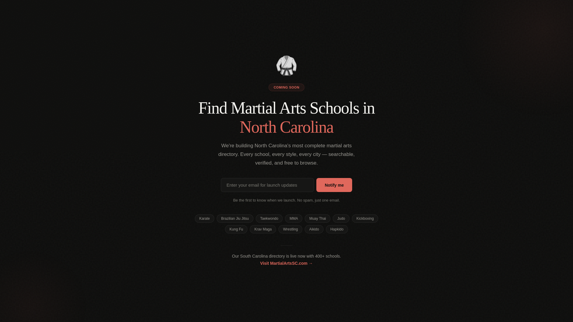 website screenshot of https://martialartsnorthcarolina.com