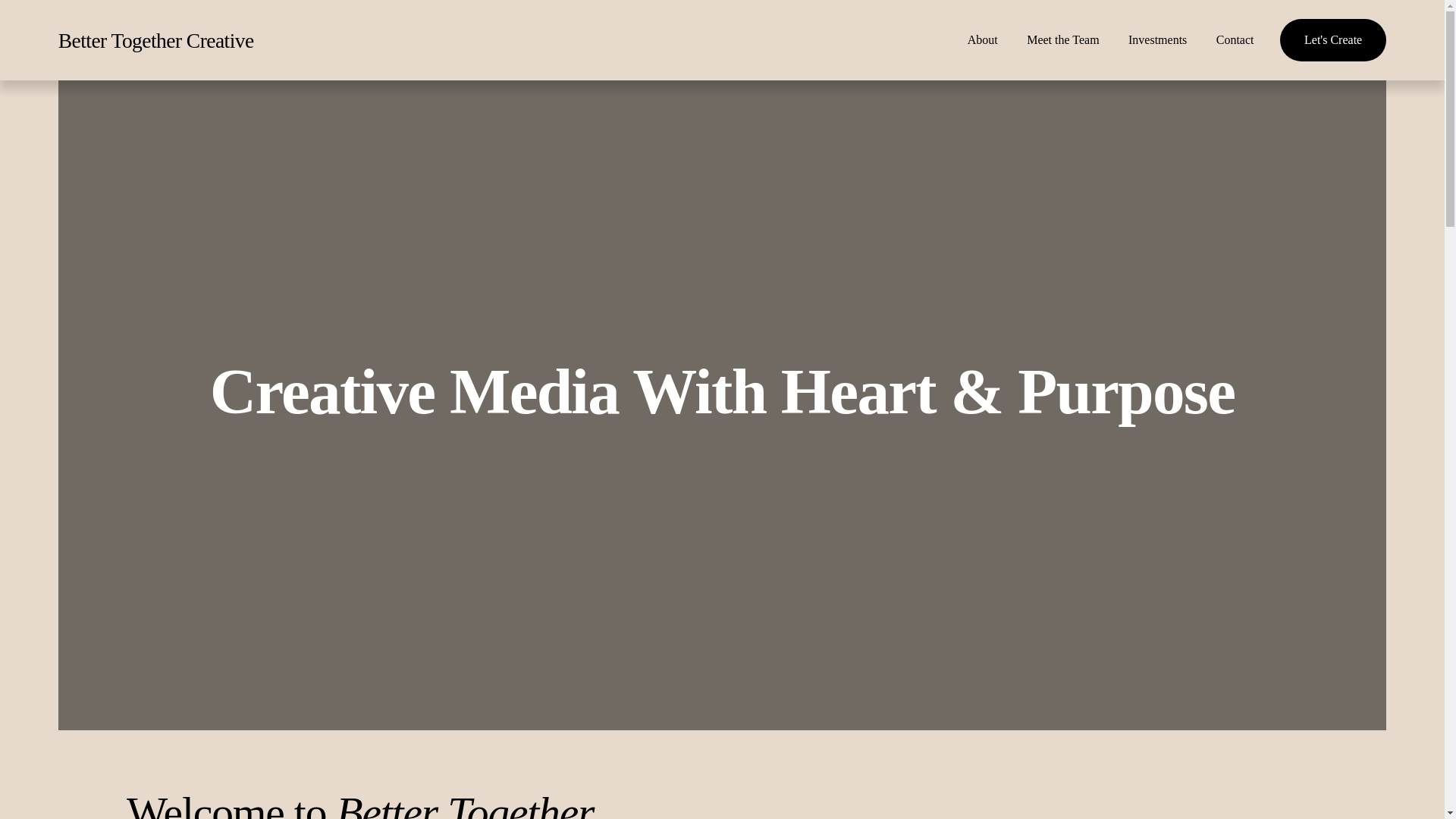 website screenshot of https://bettertogethercreative.ca/
