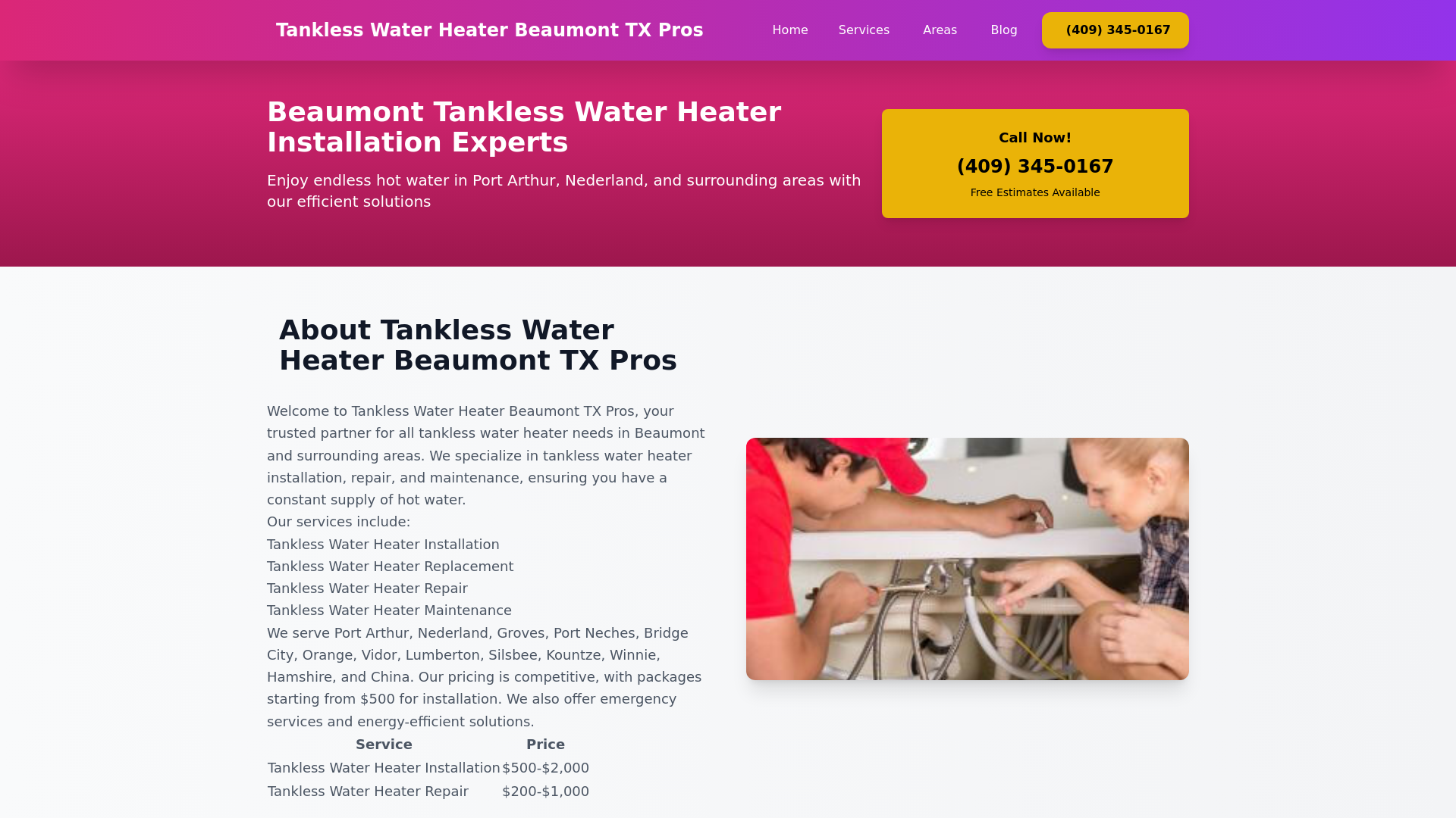 website screenshot of https://tankless-water-heater-beaumont-tx-pros.pages.dev/