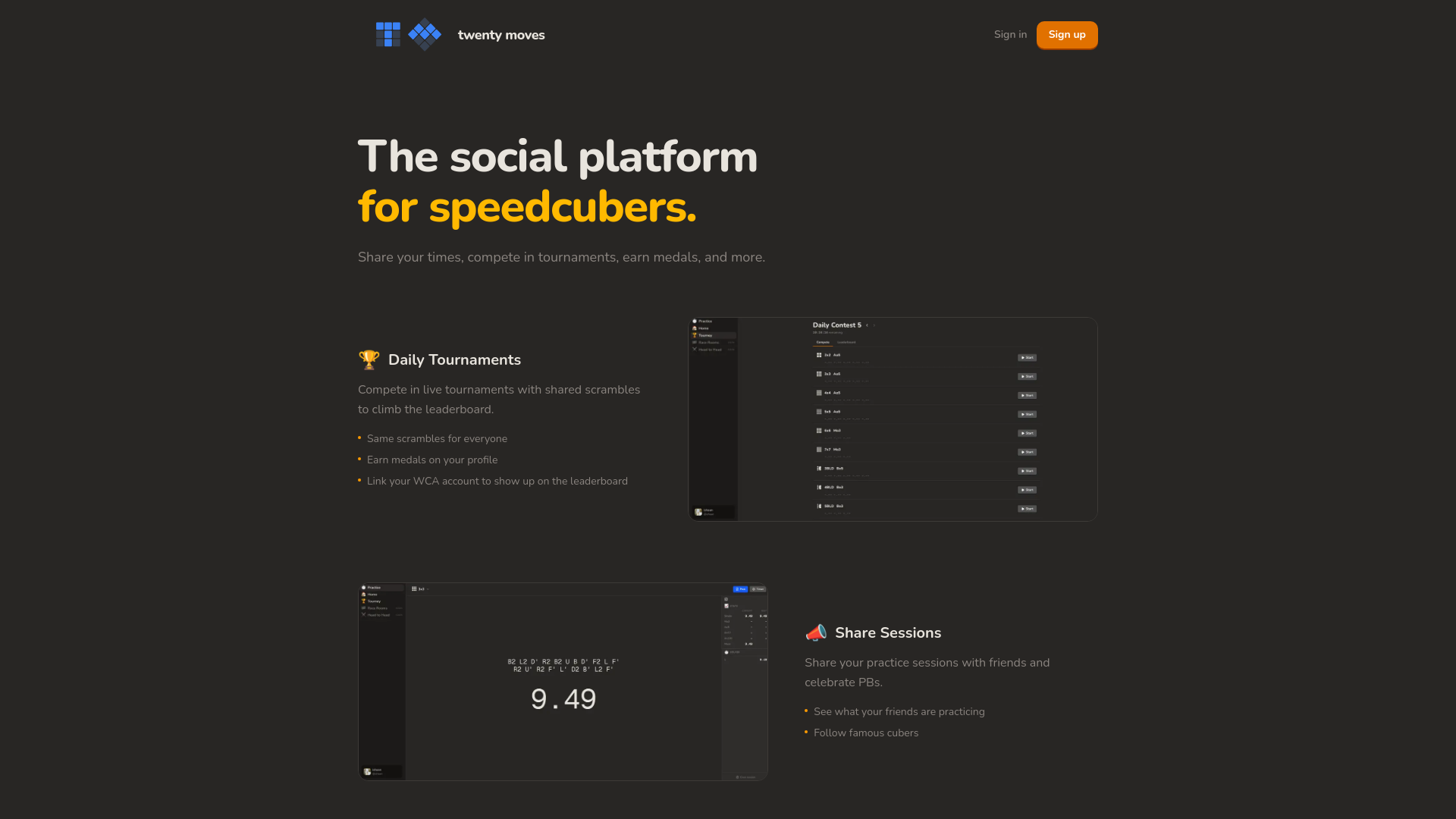 website screenshot of https://twentymoves.app
