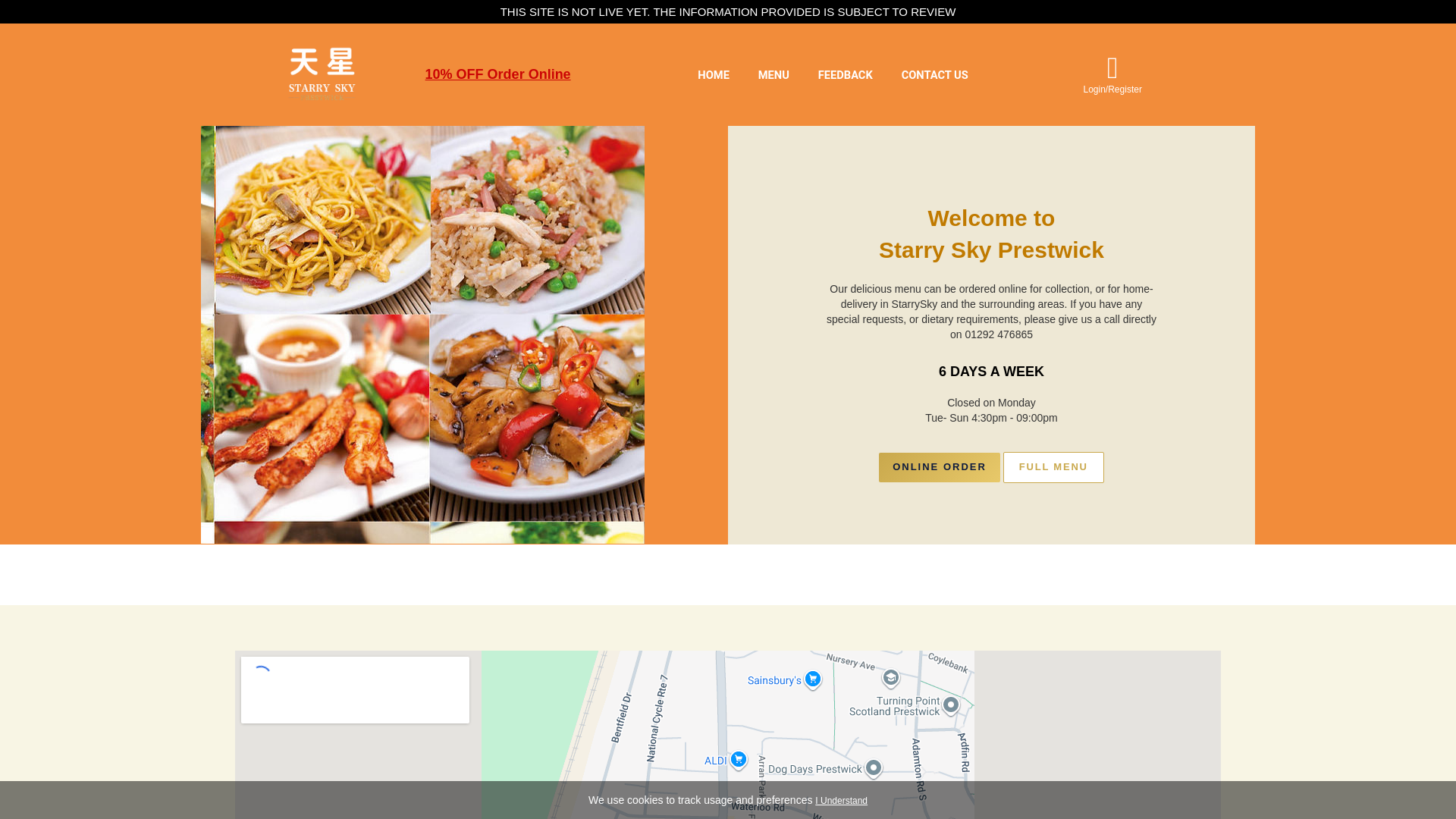 website screenshot of https://starryskyprestwick.co.uk
