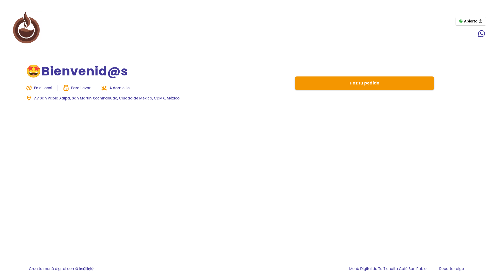 website screenshot of https://tutienditacafesp.com/