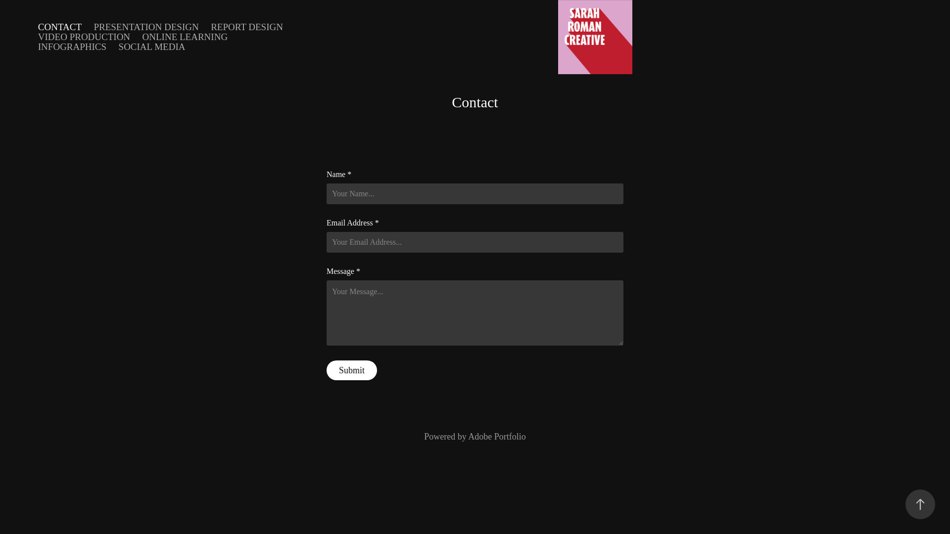 website screenshot of https://sarahromancreative.com/