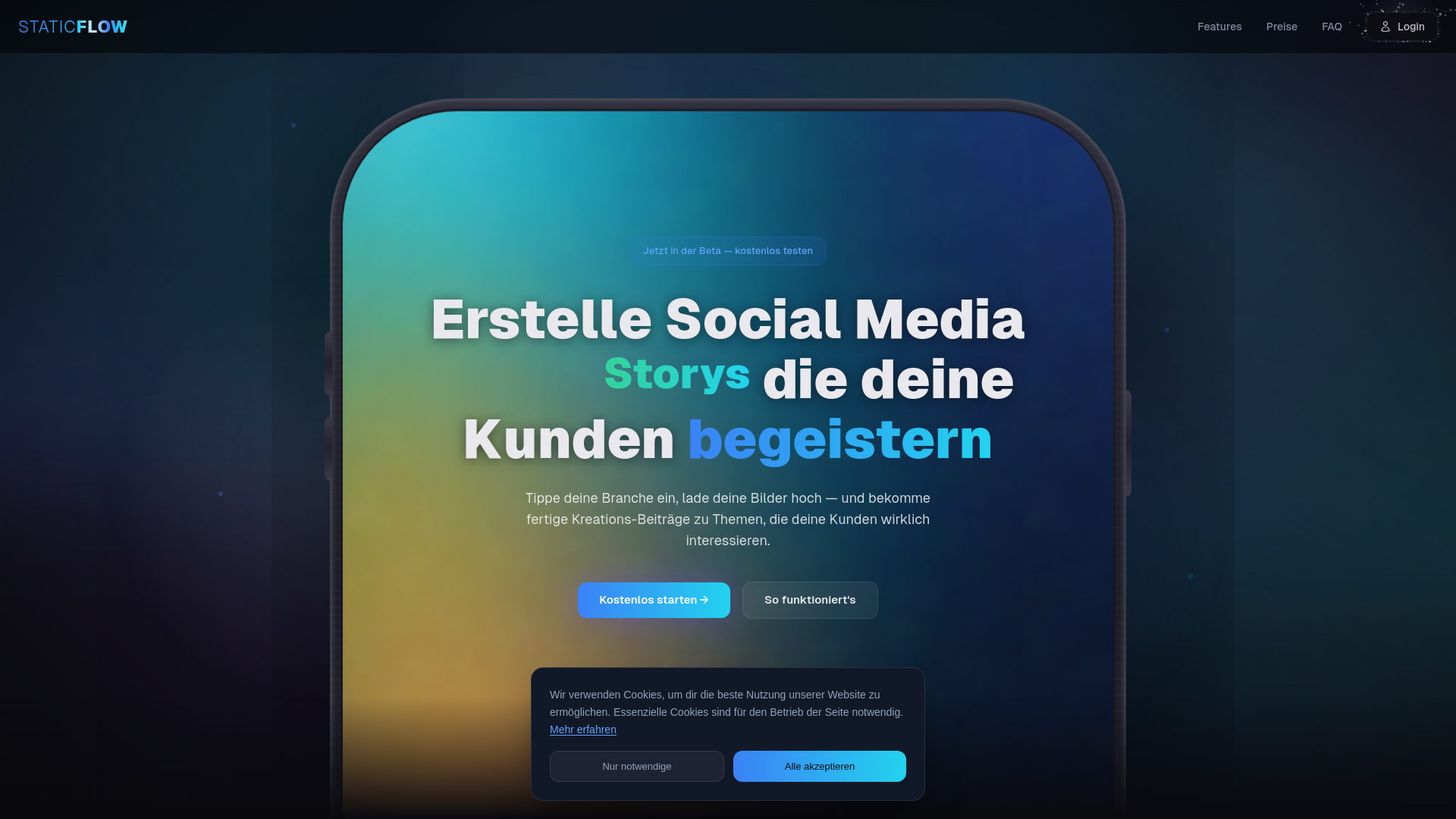 website screenshot of https://staticflow.app/