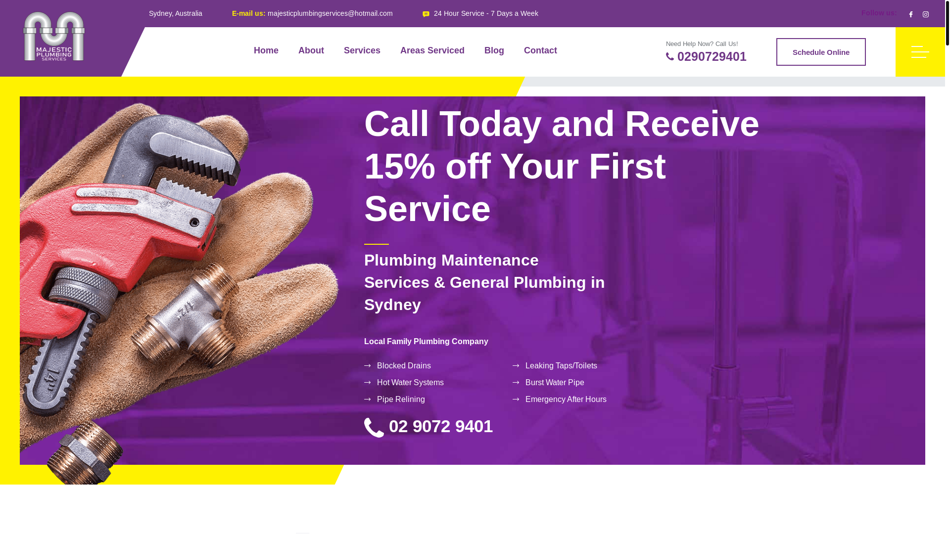 website screenshot of https://majesticplumbingservices.online/