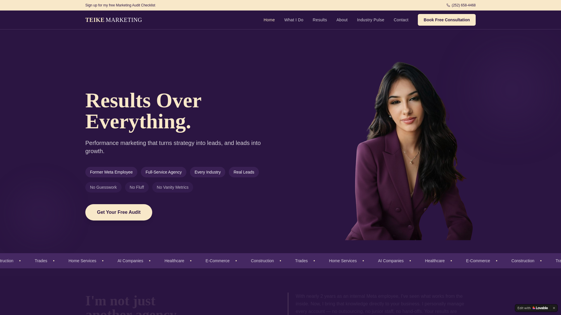 website screenshot of https://teikemarketing.com