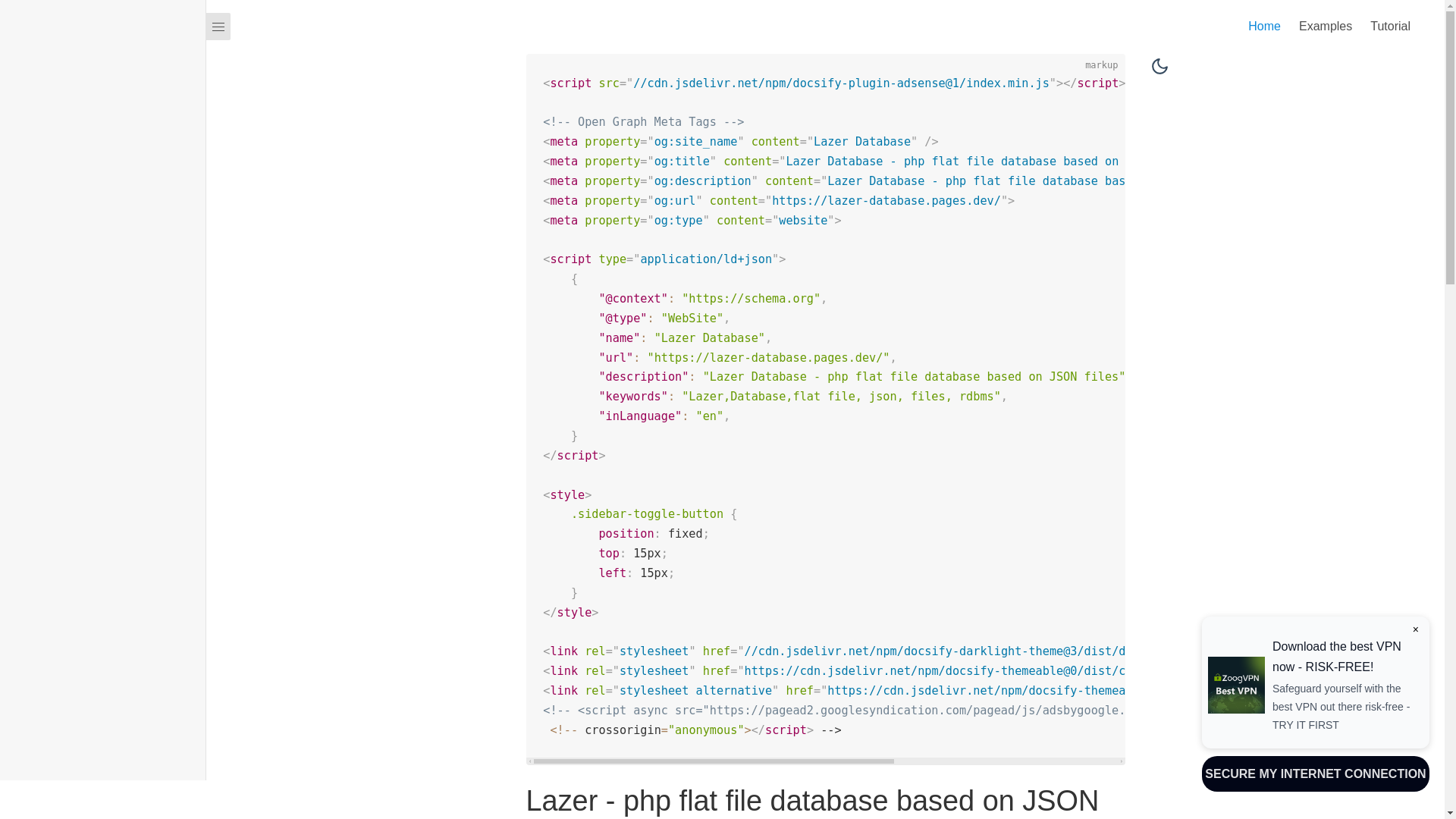 website screenshot of https://lazer-database.pages.dev/