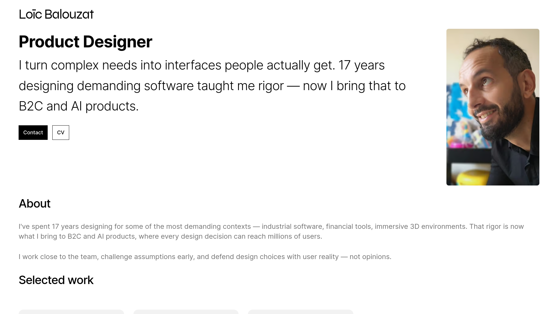website screenshot of https://loicbalouzat.com/