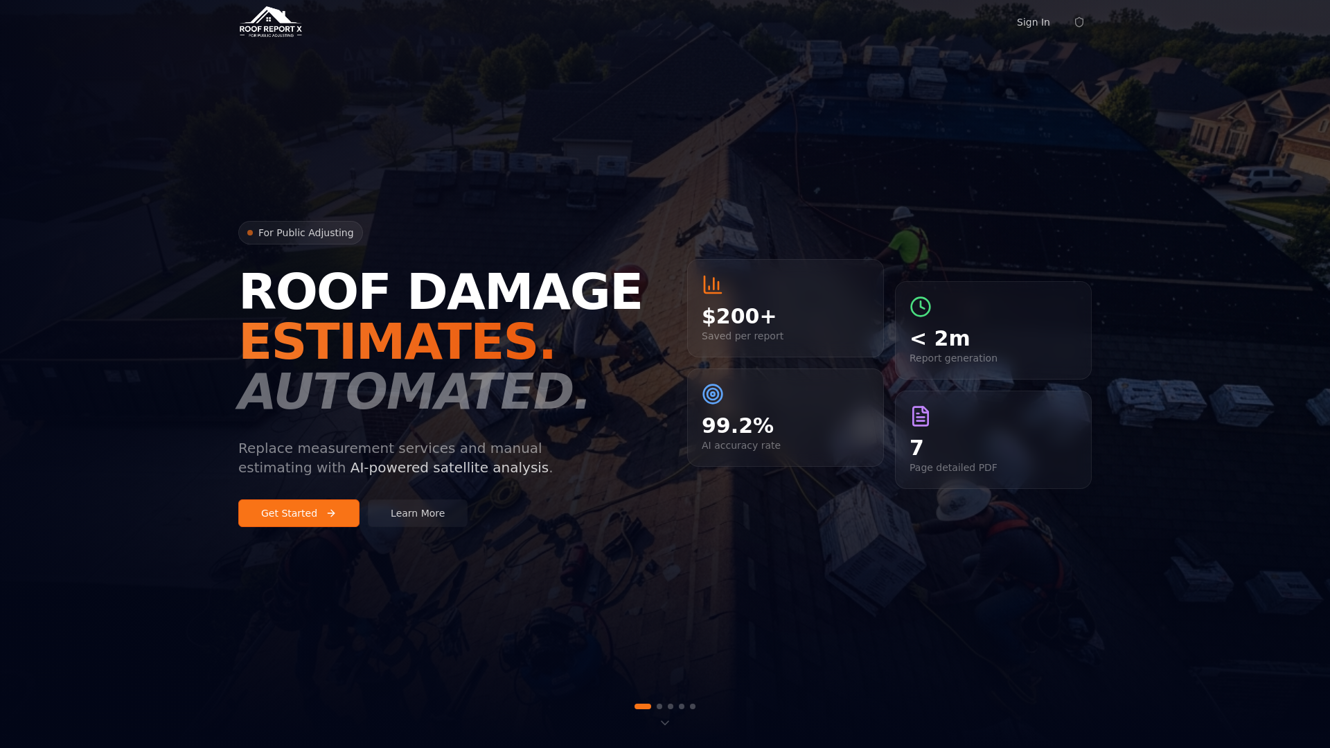 website screenshot of https://roofreportx.com/