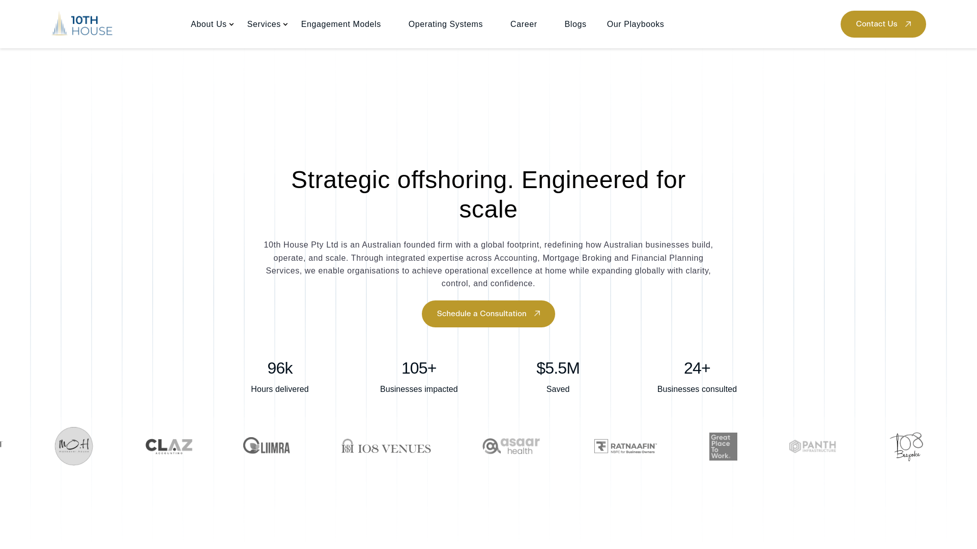 website screenshot of https://10thhousepty.com/