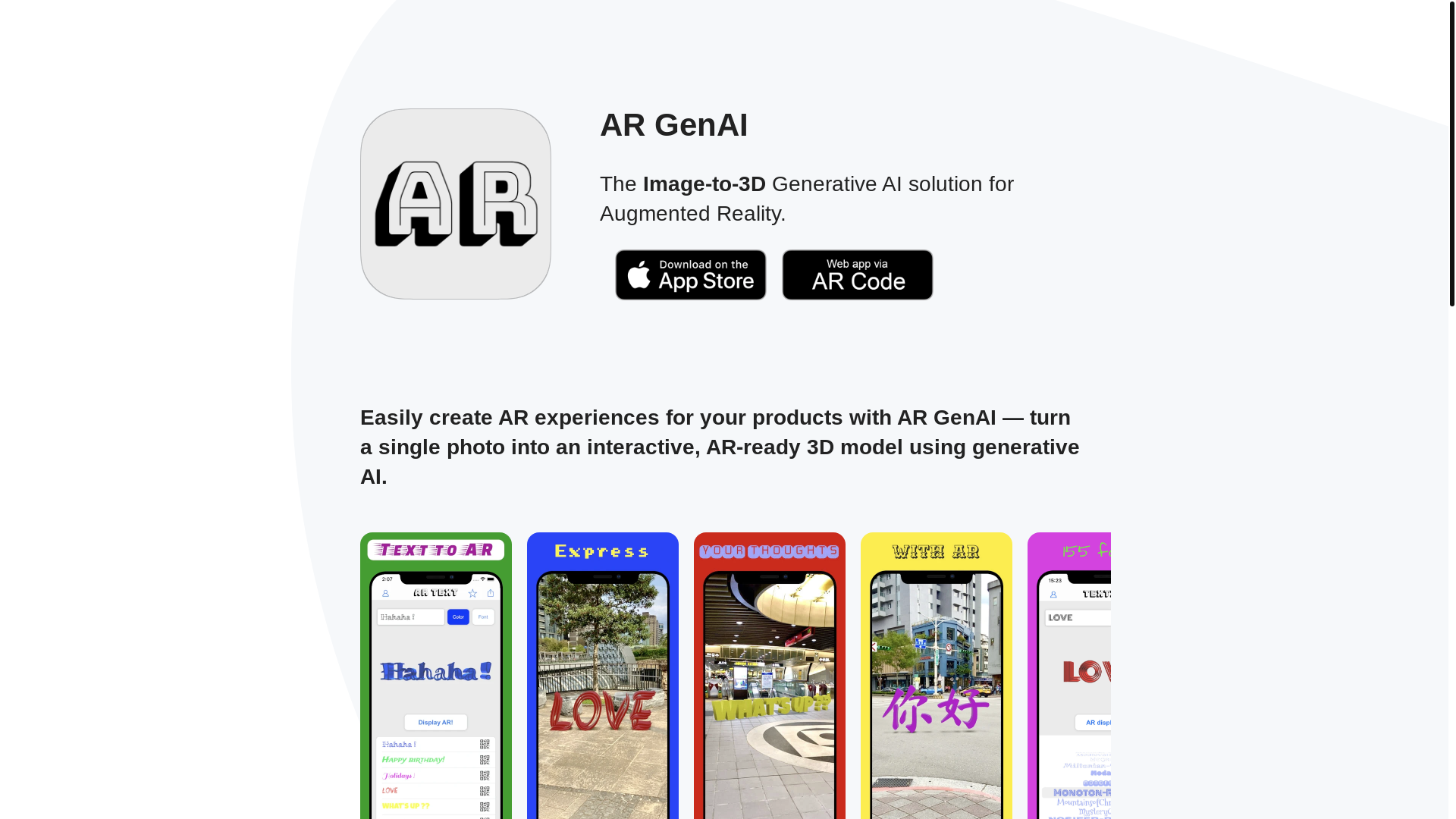 website screenshot of https://ar-genai.com/