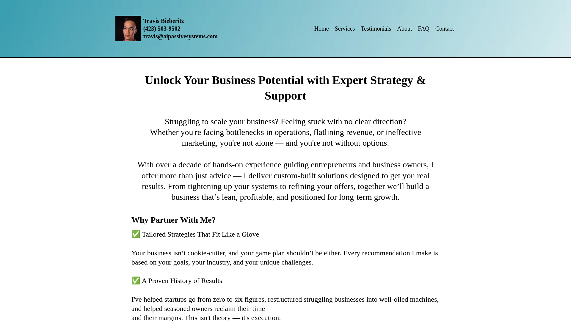 website screenshot of https://aipassivesystems.com/