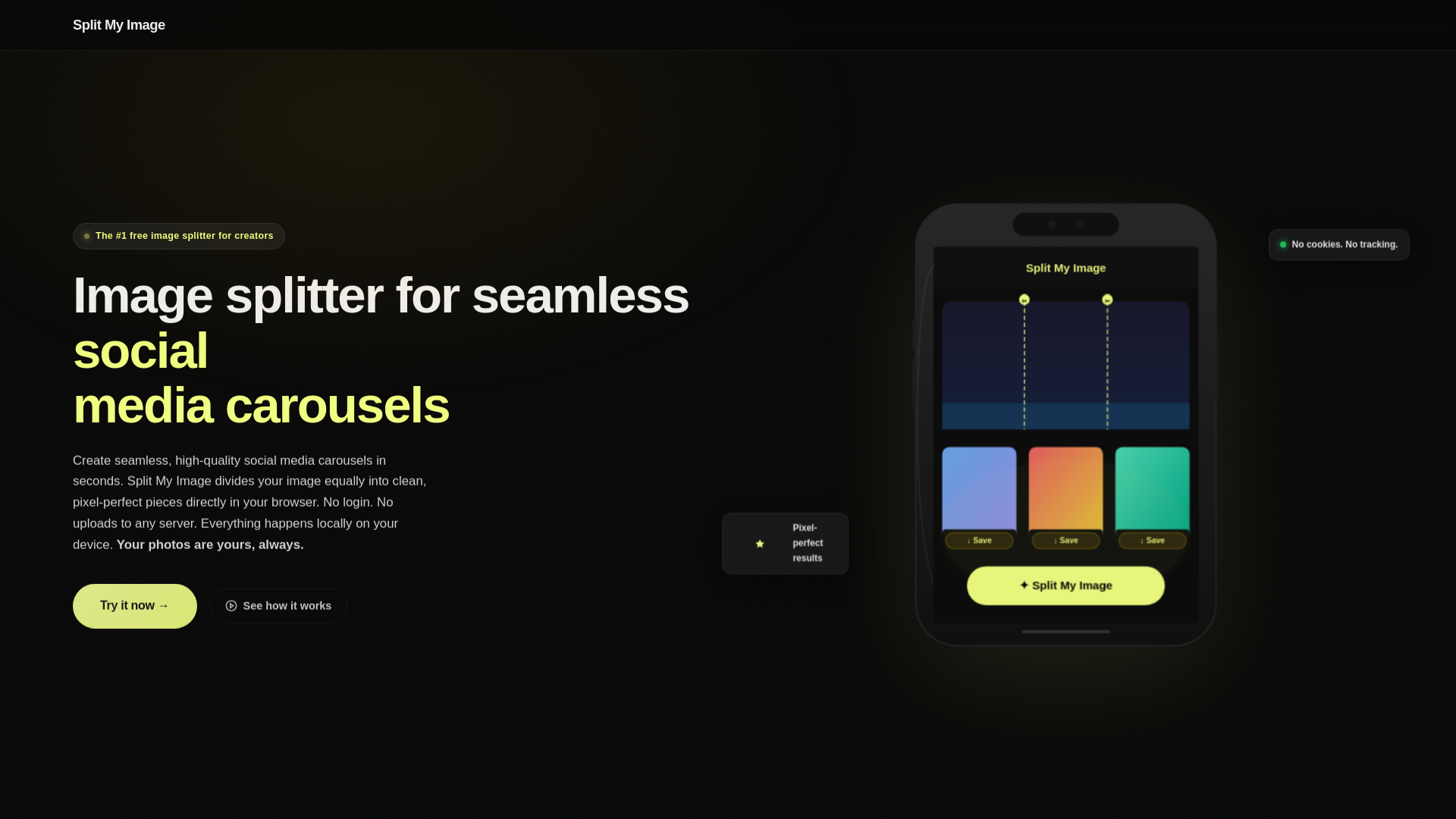 website screenshot of https://splitmyimage.com/
