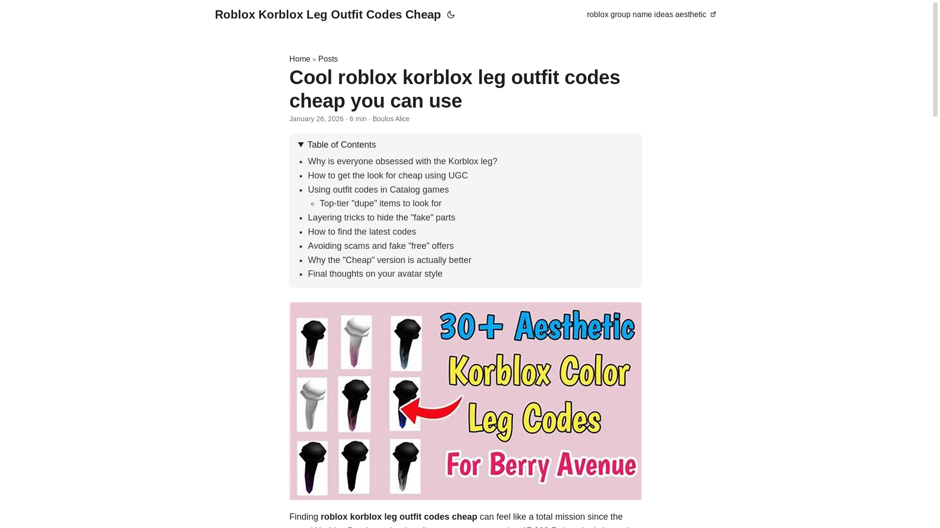 website screenshot of https://roblox-korblox-leg-outfit-codes-cheap.pages.dev/