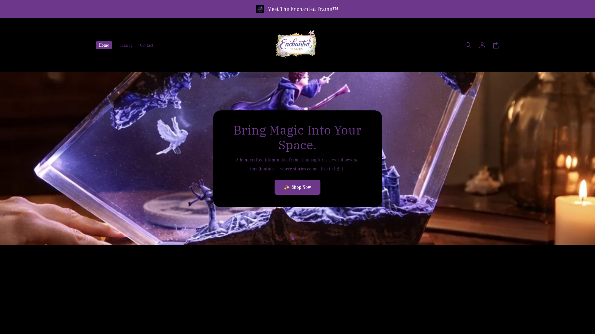 website screenshot of https://enchantedframes.store