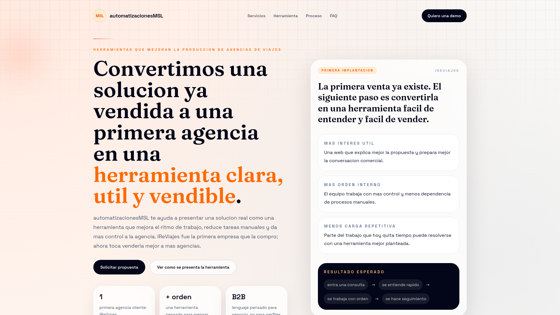 website screenshot of https://automatizacionesmsl.com/
