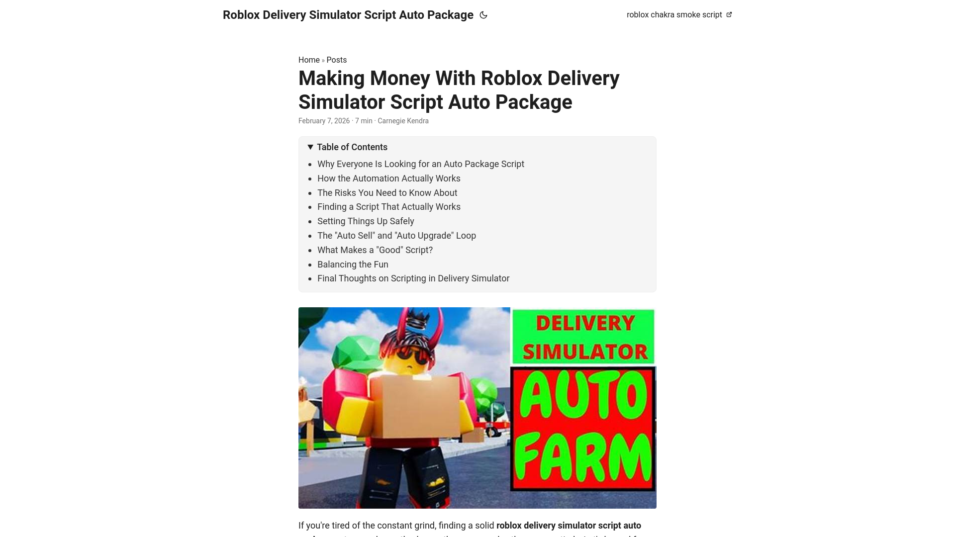 website screenshot of https://roblox-delivery-simulator-script-auto-package.pages.dev/