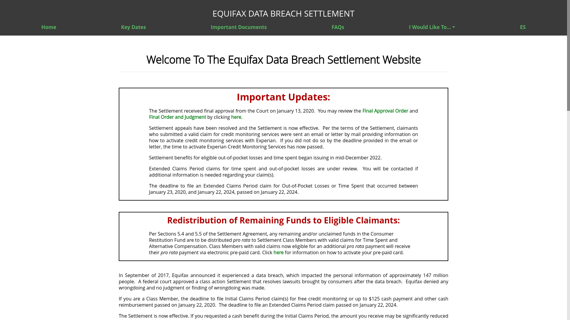 website screenshot of https://email.equifaxbreachsettlement.com/c/eJx8zMFOgzAYAOCnaY-k_dtSOPSwjRKXSJewmHhrfthvQMtUqOLjm_gA3r98N4ckEStOTlqjpDEKFJ8cjOqmDUqSqhZWjbK2A5KUg66MFoB8diDACAsglDIARVViKYS1FkqJtqyZFvT5Nb_gz7ASjtNGOSda6J6L8X3hyU05f2xMHRi0DNp934t_PIOWr-44pzQwLZbXN0rpTutflZ1vn-NTOD0ezp1v4vEhni6Nj73vzqHxfQyXELtr7CFefWj4t4PfAAAA__-7HUt0