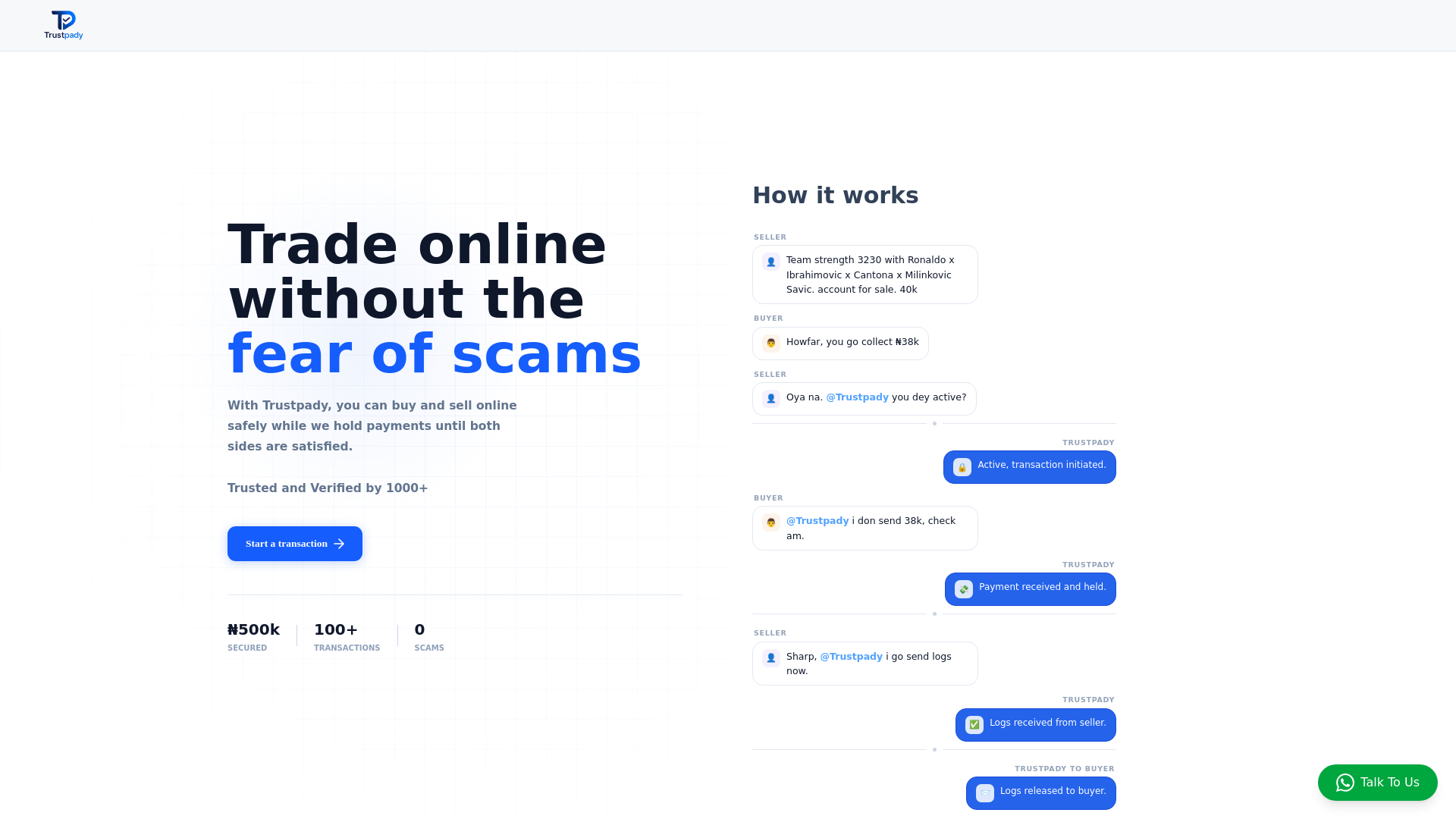 website screenshot of https://trustpady.com/