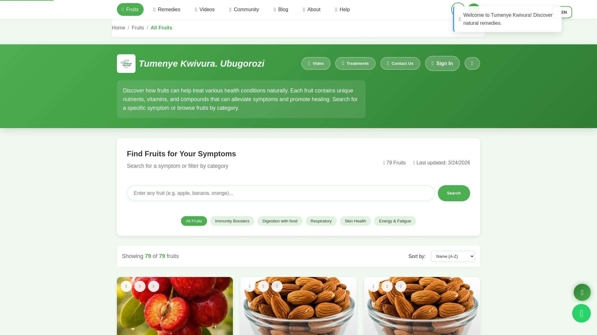 website screenshot of https://tumenyekwivura.org/