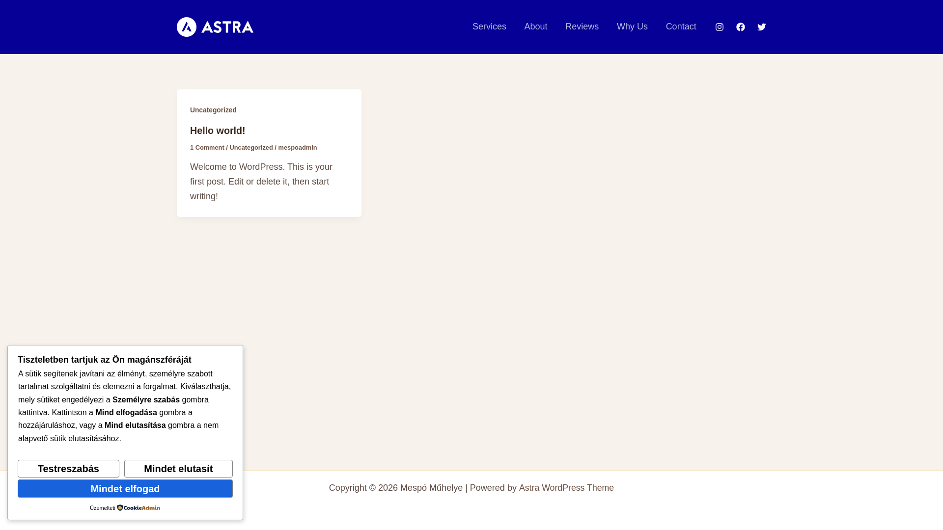 website screenshot of https://mespomuhelye.hu/