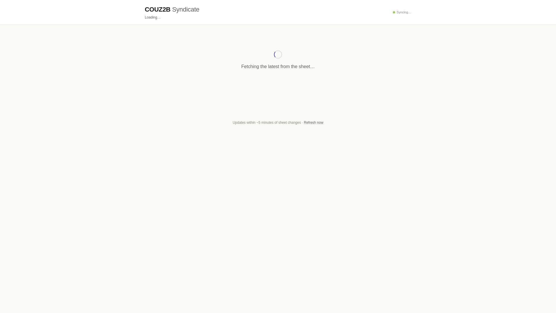 website screenshot of https://couz2b-syndicate-dashboard.pages.dev/