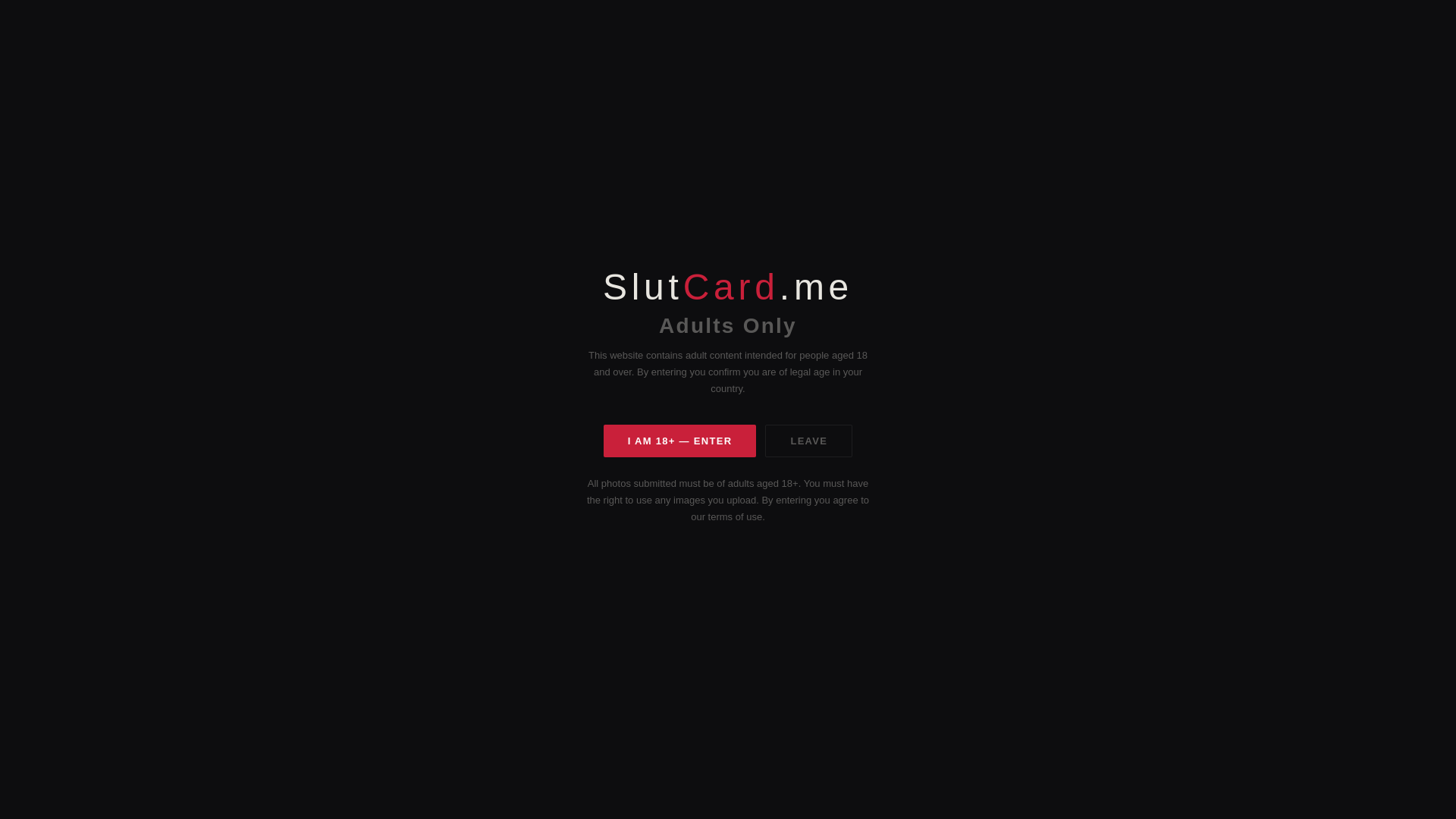 website screenshot of https://slutcard.me/