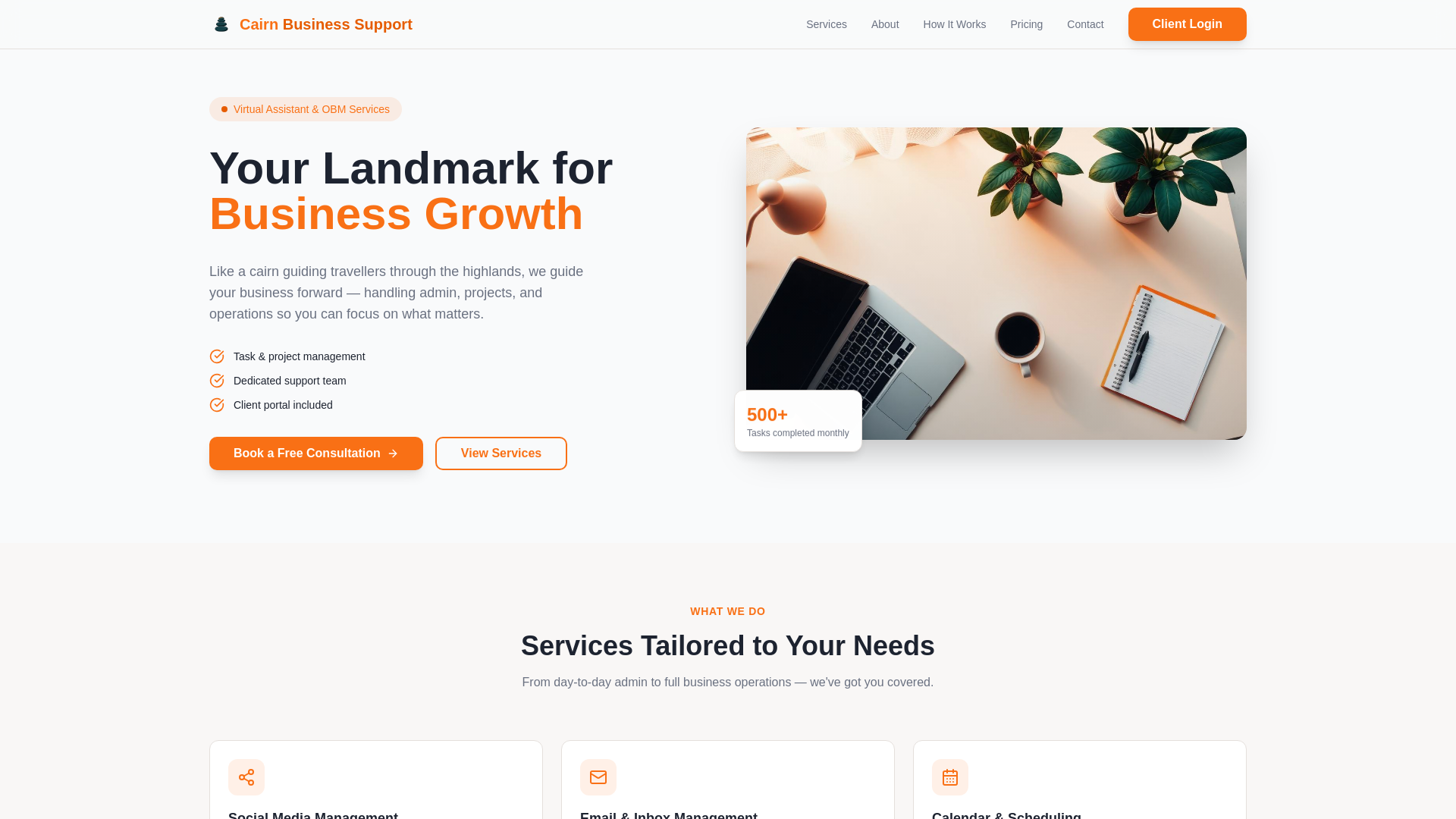 website screenshot of https://cairnbusiness.com/