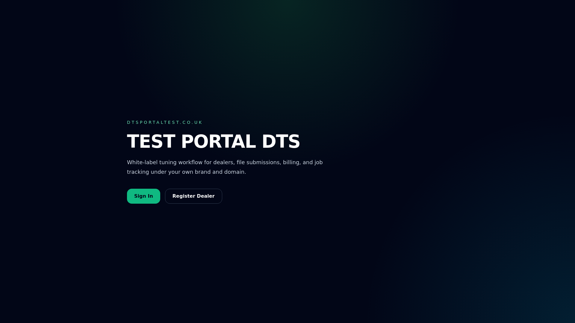 website screenshot of https://dtsportaltest.co.uk/