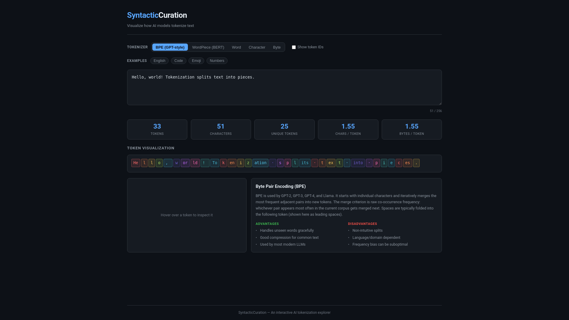 website screenshot of https://syntacticcuration.pages.dev/