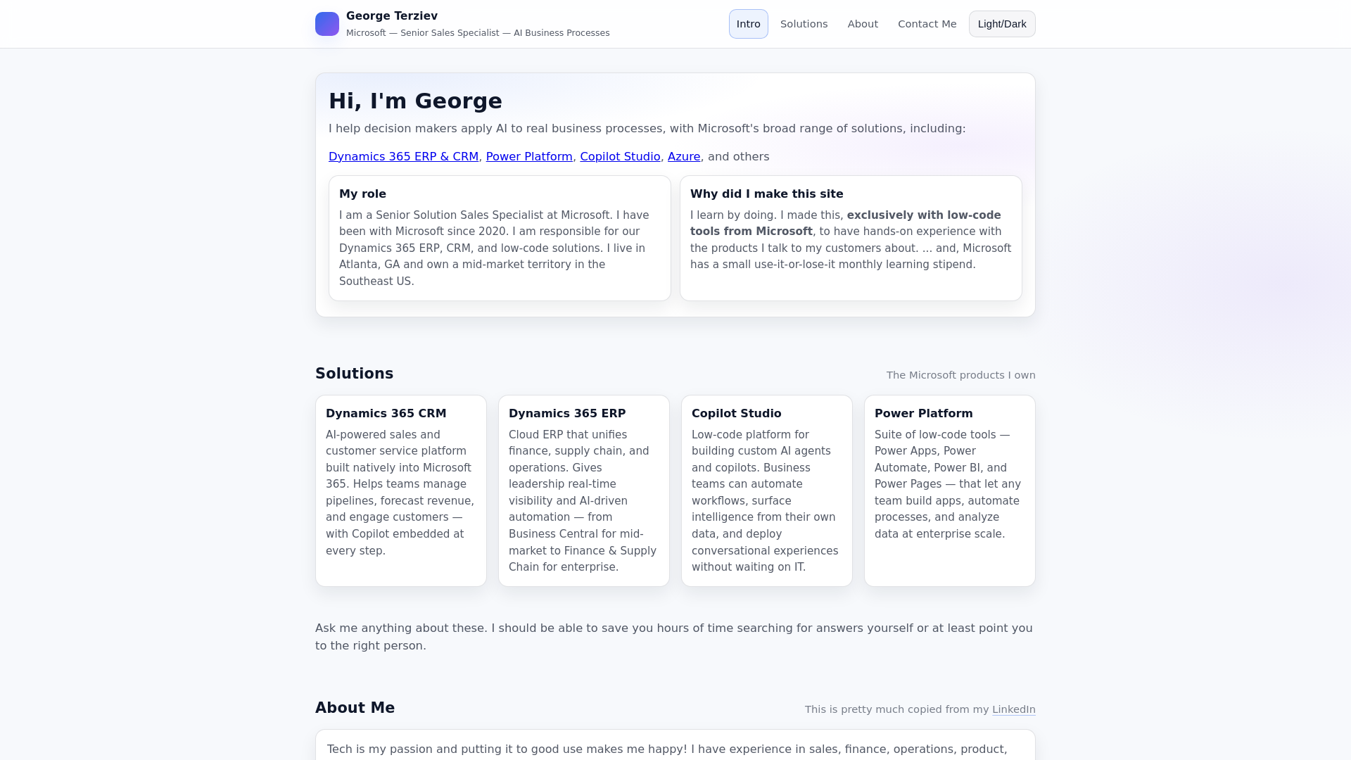 website screenshot of https://georgeterziev.com