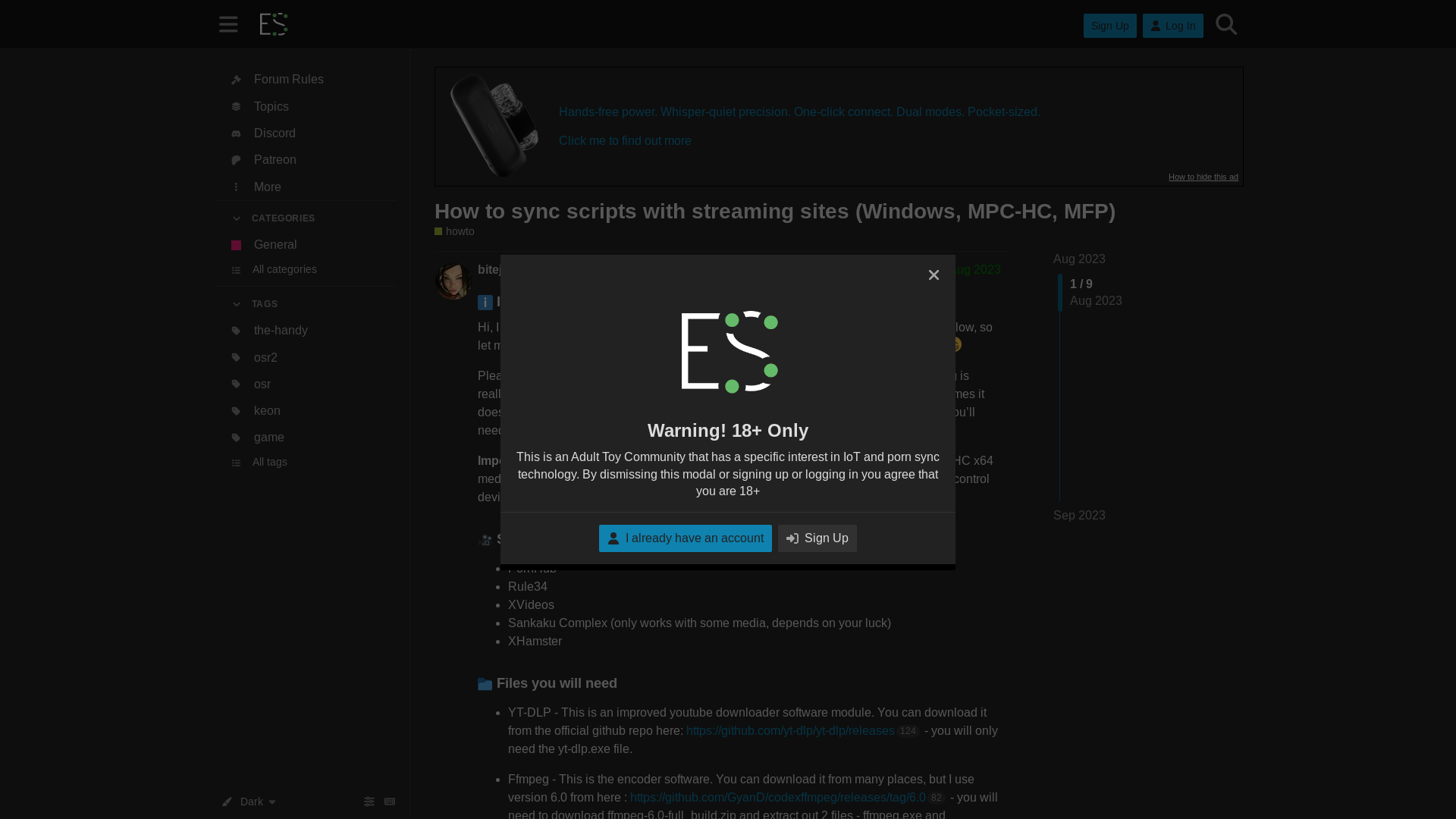 website screenshot of https://discuss.eroscripts.com/t/how-to-sync-scripts-with-streaming-sites-windows-mpc-hc-mfp/119487?u=donmon