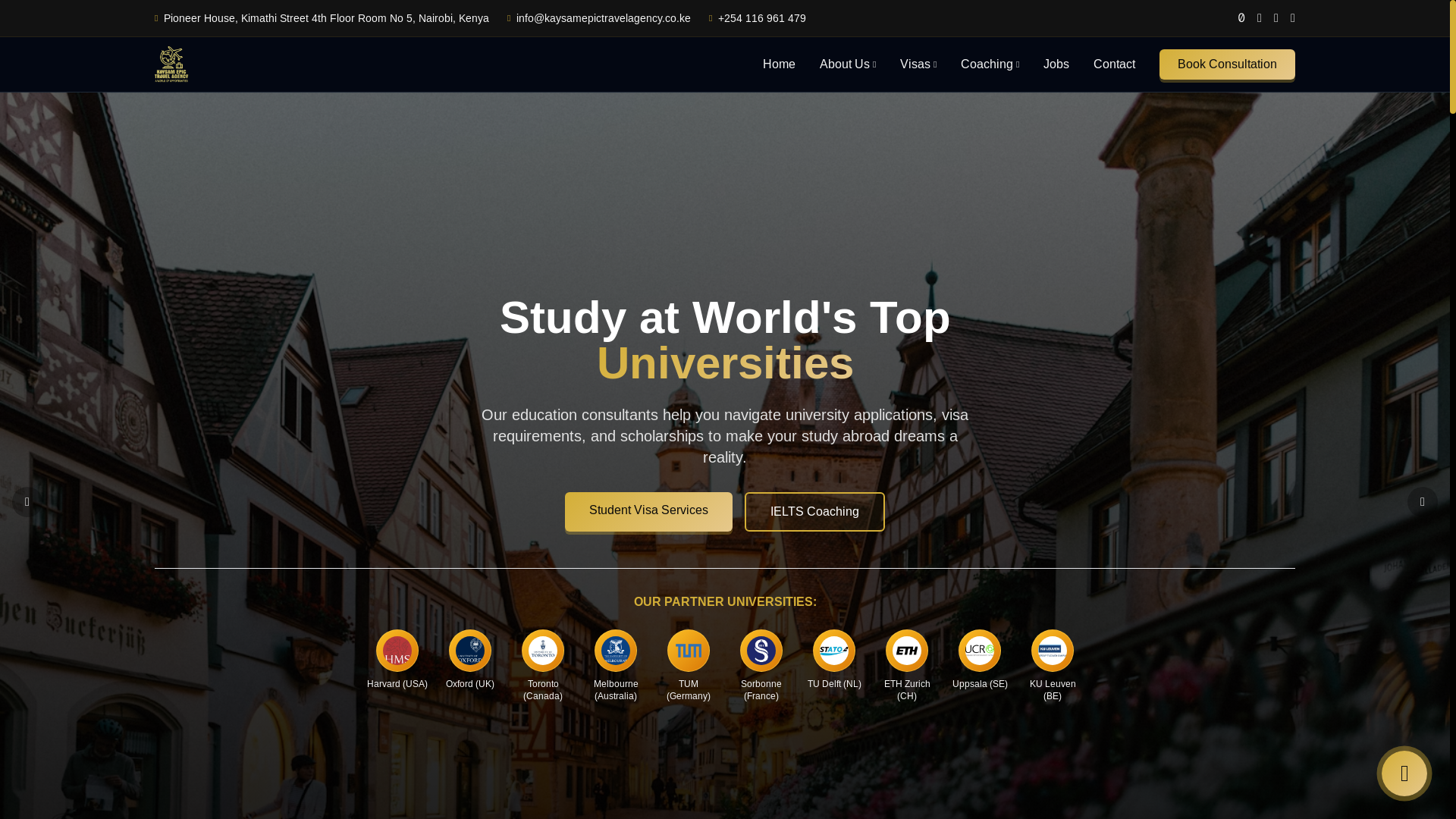 website screenshot of https://kaysamepictravelagency.co.ke/