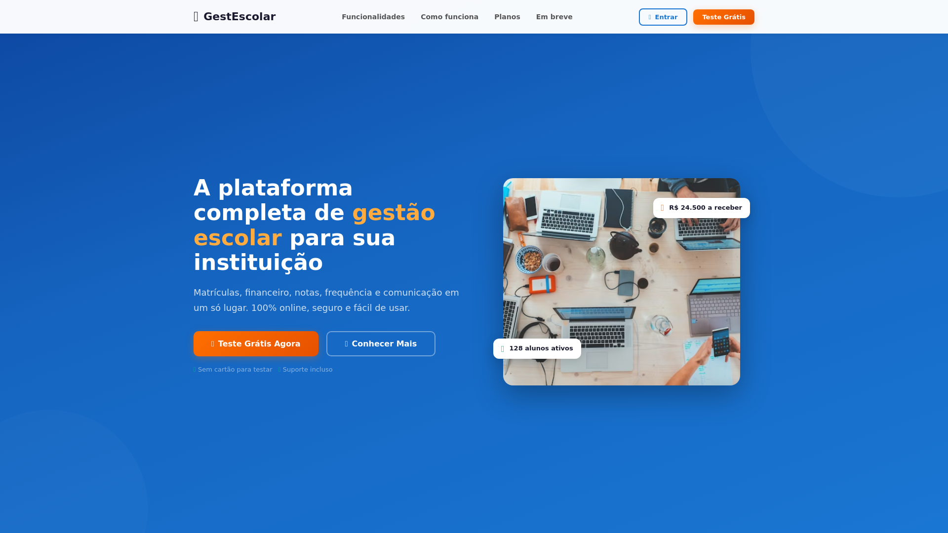 website screenshot of https://gestescolar.com.br