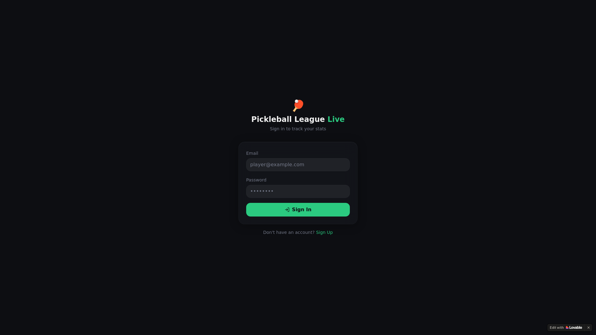 website screenshot of https://pickleballdashboard.online/