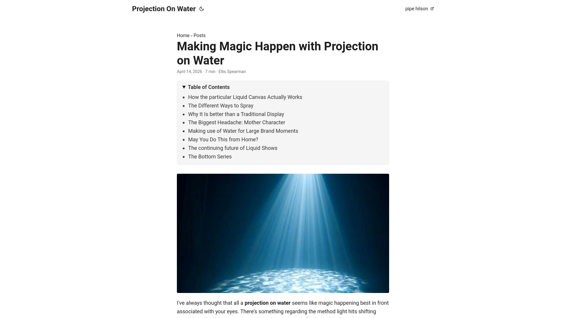 website screenshot of https://projection-on-water.pages.dev/