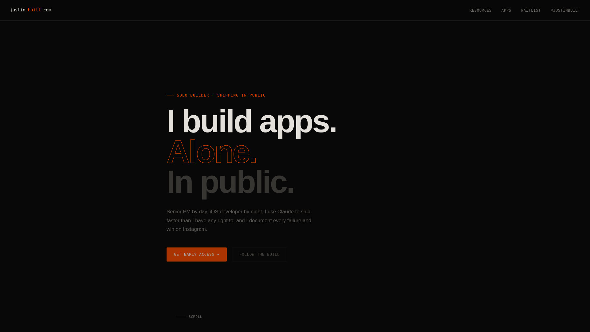 website screenshot of https://justin-built.com/