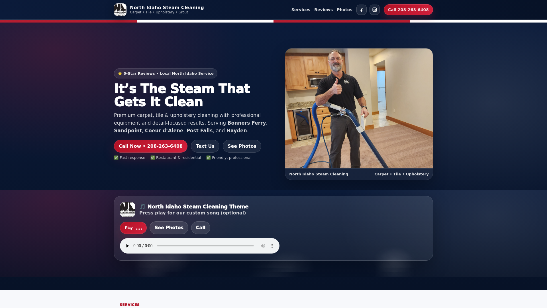 website screenshot of https://north-idaho-steam-cleaning.pages.dev/