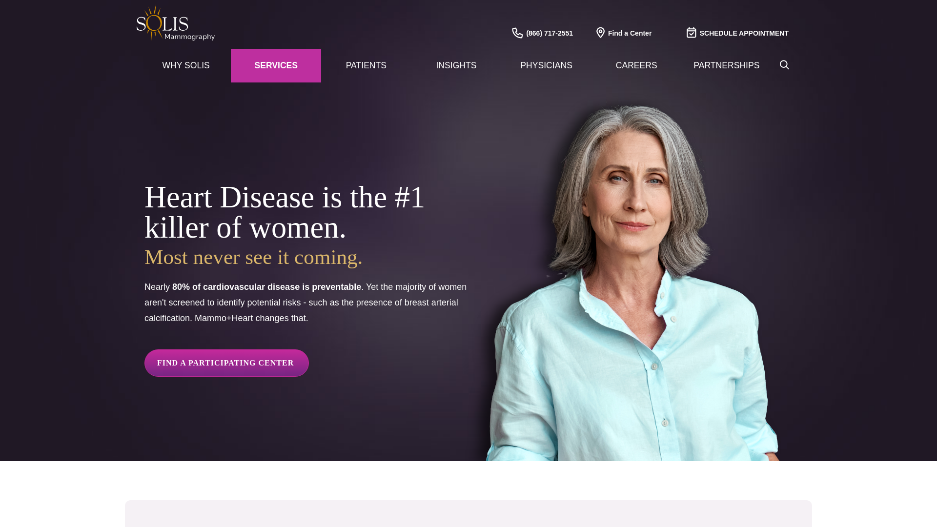 website screenshot of https://mammogramheart.com/