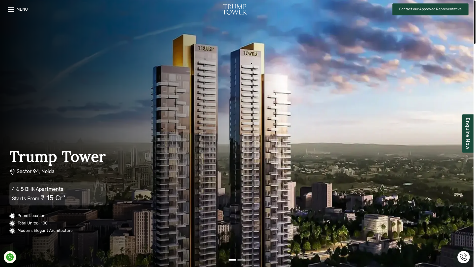 website screenshot of https://trumptowersnoida.org/