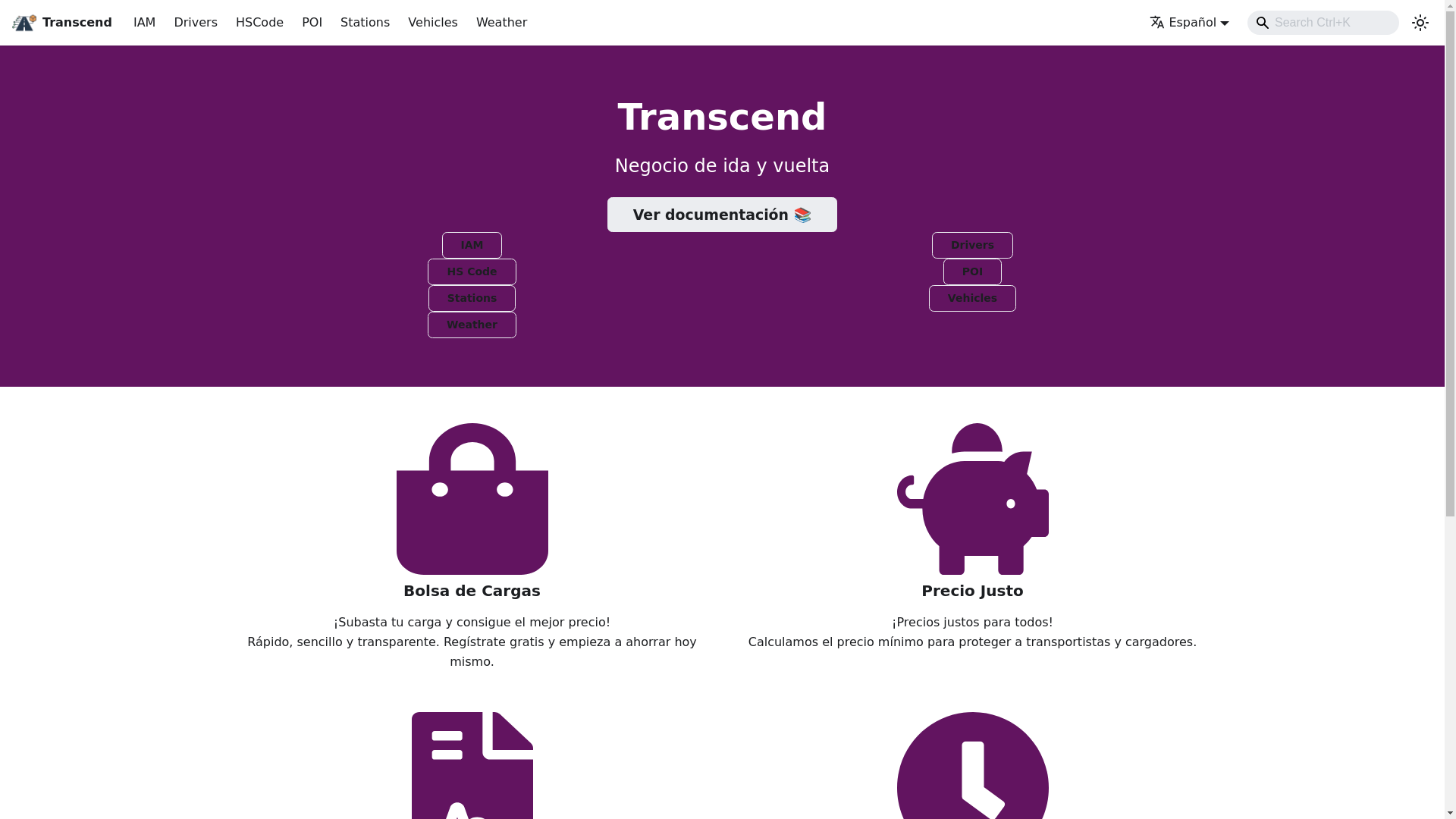 website screenshot of https://transcend-docs.pages.dev/
