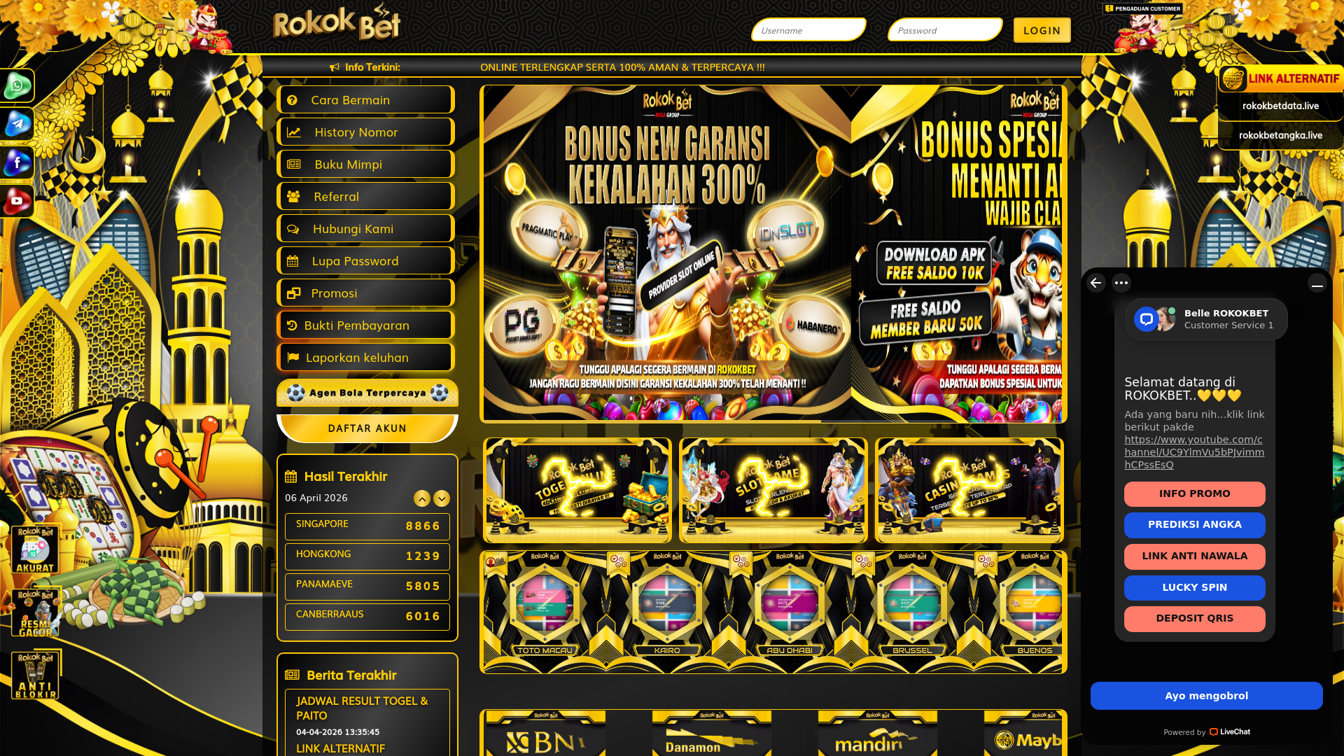 website screenshot of https://rokokbetangka.live