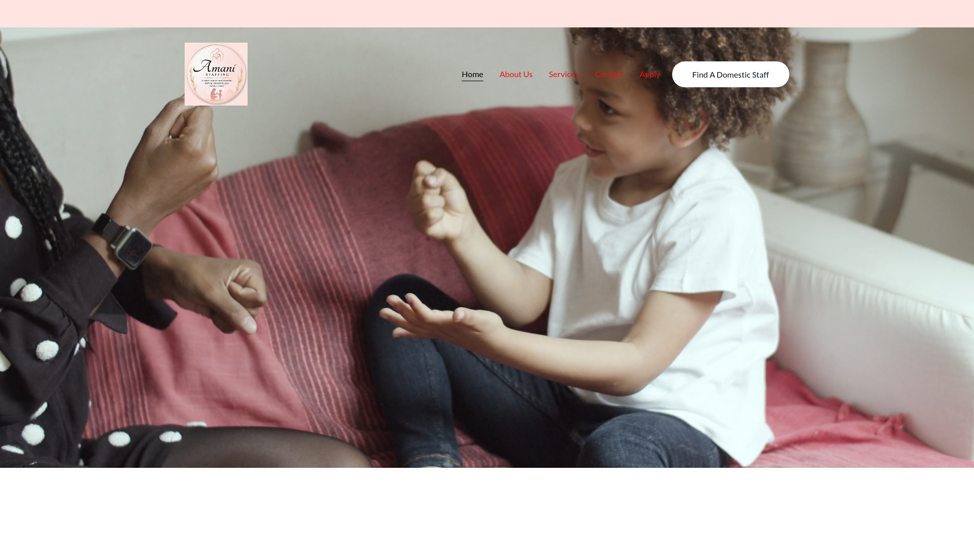 website screenshot of https://amanihomestaff.com/