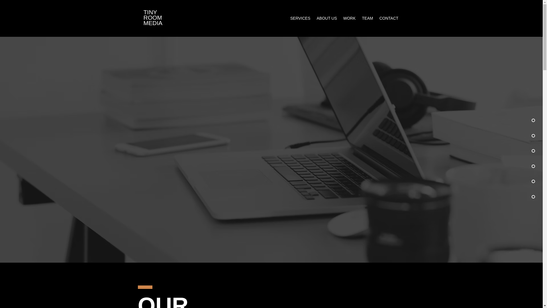 website screenshot of https://tinyroommedia.com/