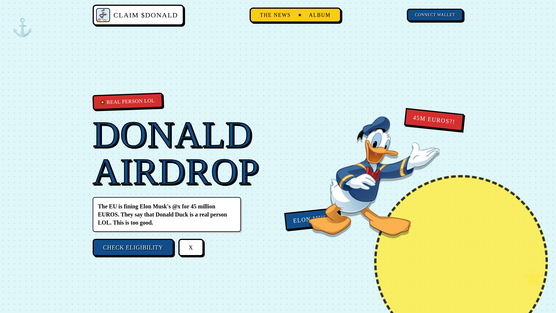 website screenshot of https://dondaldduck.xyz/