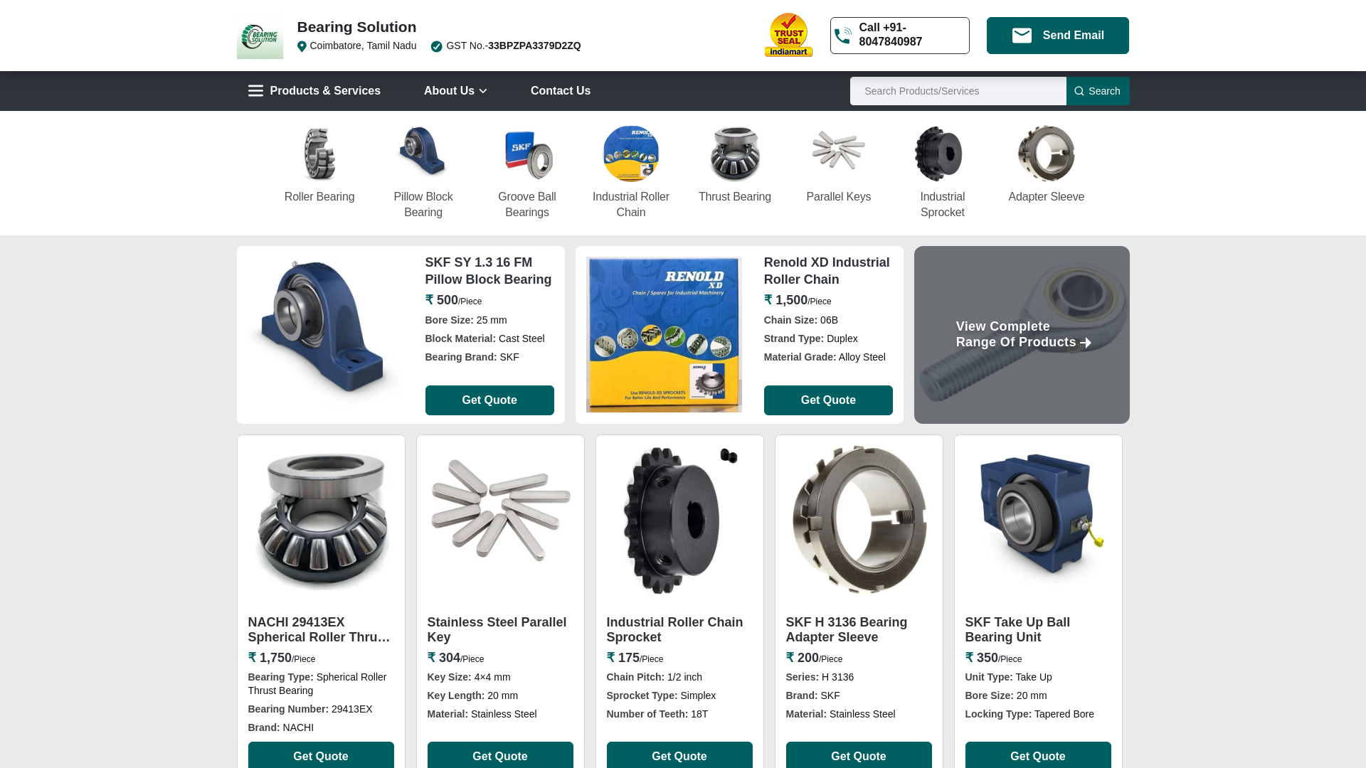 website screenshot of https://bearingsoultion.com/