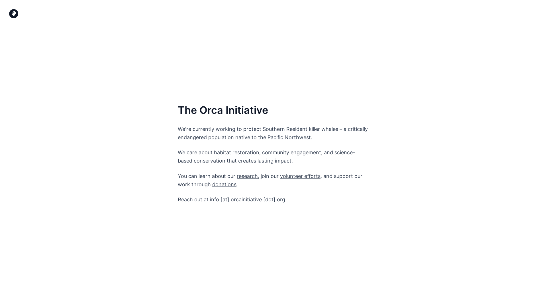 website screenshot of https://theorcainitiative.org/