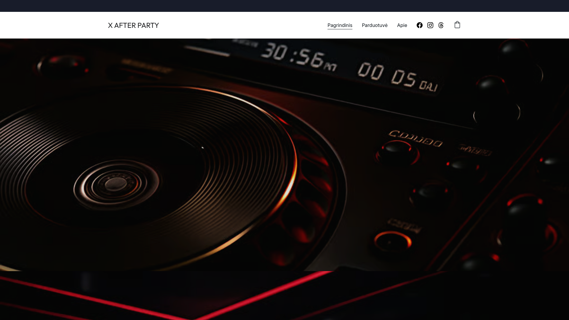 website screenshot of https://xafterparty.lt