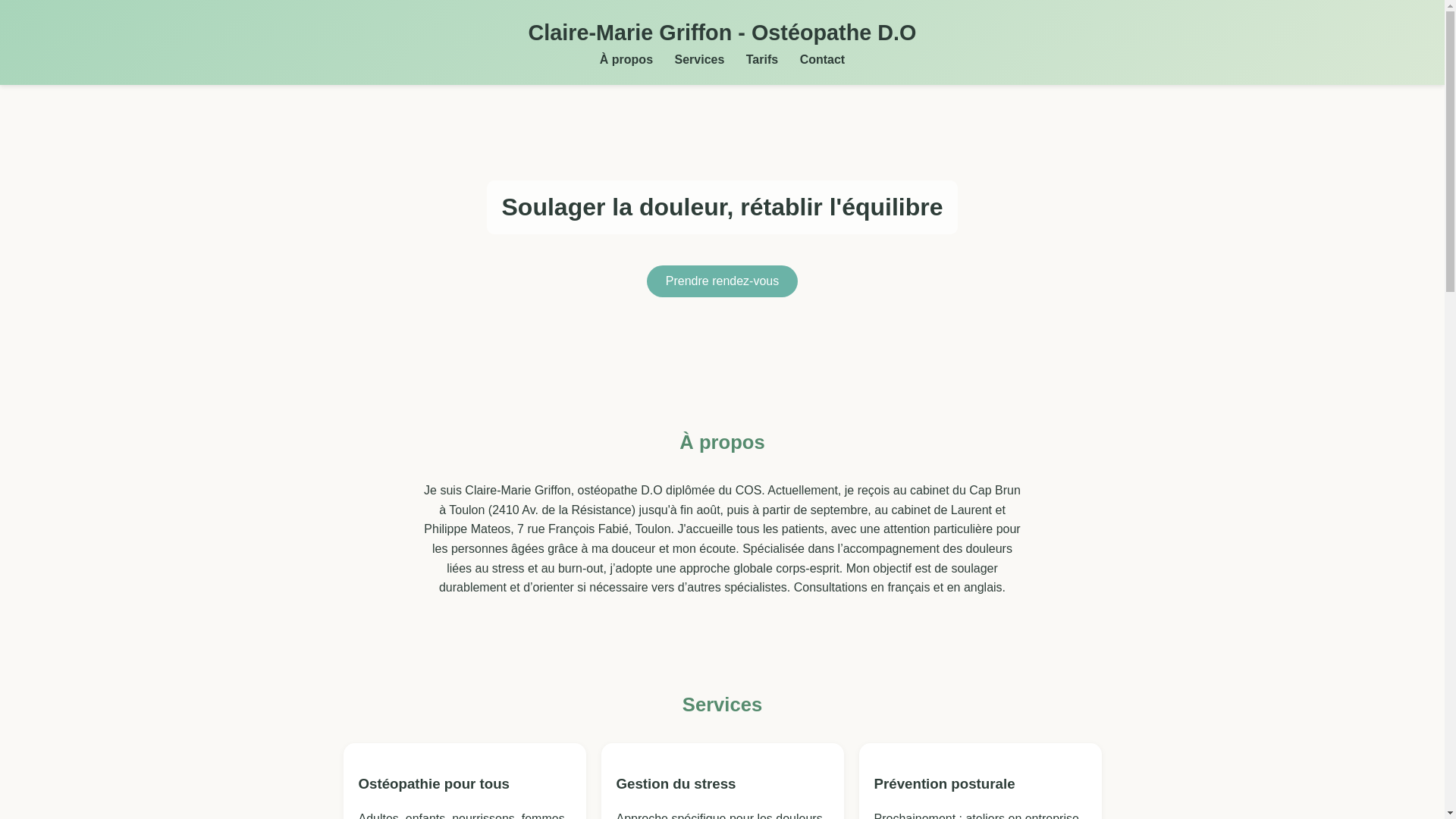 website screenshot of https://clairemarieosteo.com/