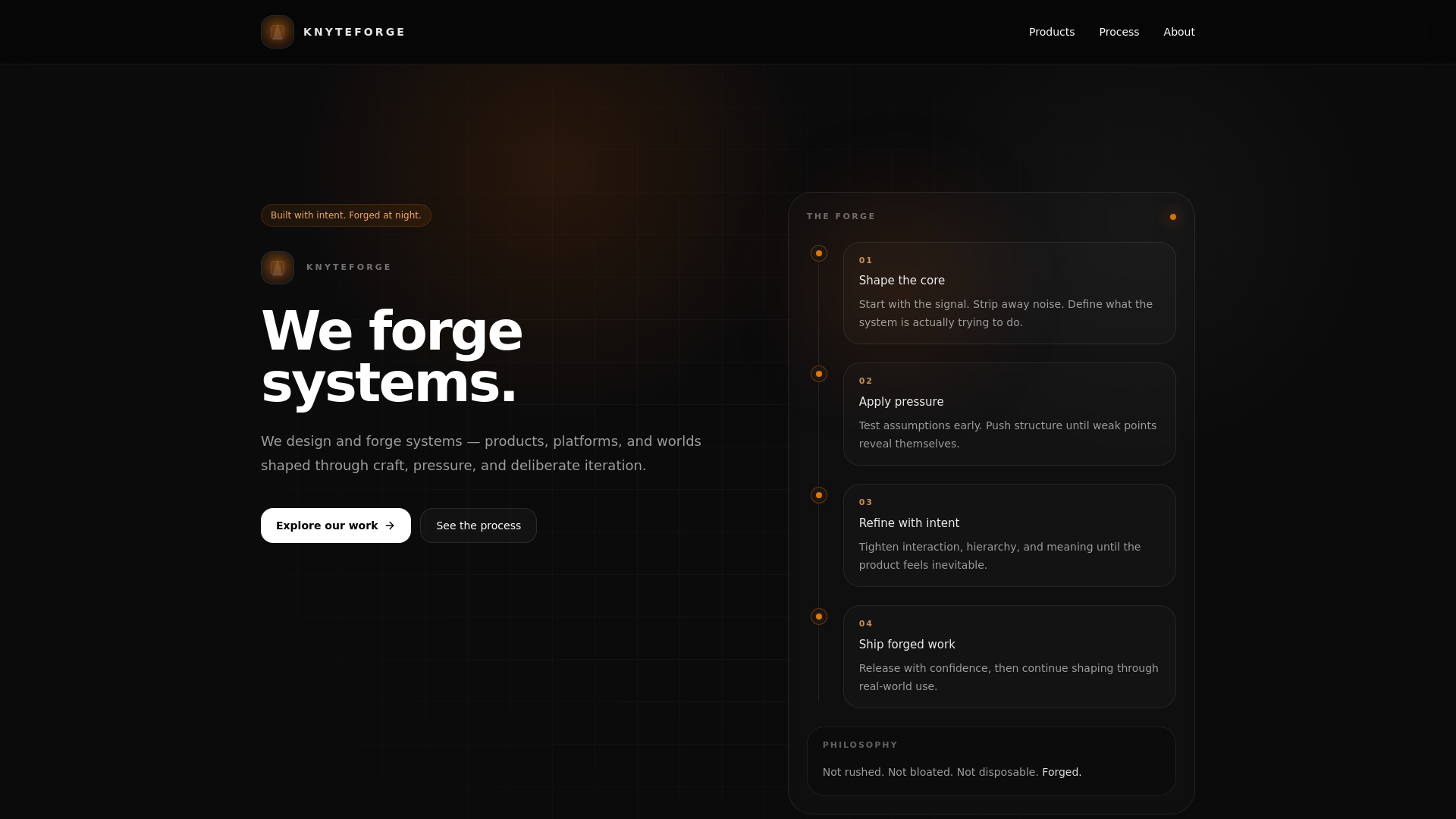 website screenshot of https://knyteforge.com